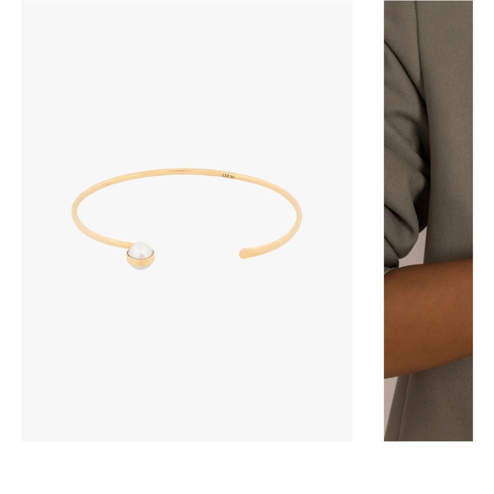 Melissa Joy Manning Gold Bracelet with White Pearl - Picture 2 of 4